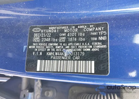 2023 Hyundai Elantra N z USA, uszkodzony, nr VIN KMHLW4AK5PU013179